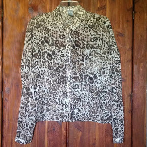 Charlotte Russe Leopard Spiked Blouse | M
